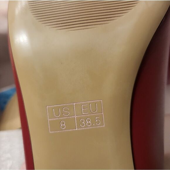 NIB ALLASWISH Women's Mid Heel Pumps Shoes Round Toe Color Blocking - Picture 9 of 9